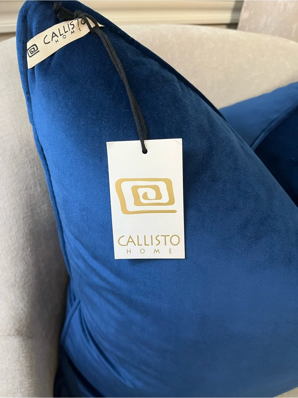 1-NWT CALLISTO HOME LUXURY BLUE VELVET DECORATIVE THROW PILLOW ( T1474F15)